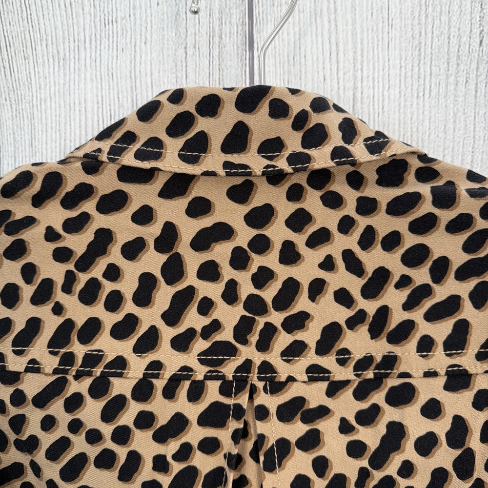 Ann Taylor Jacket Womens 6 Black Tan Cheetah Leopard Animal Print Belted Coat - Picture 8 of 14
